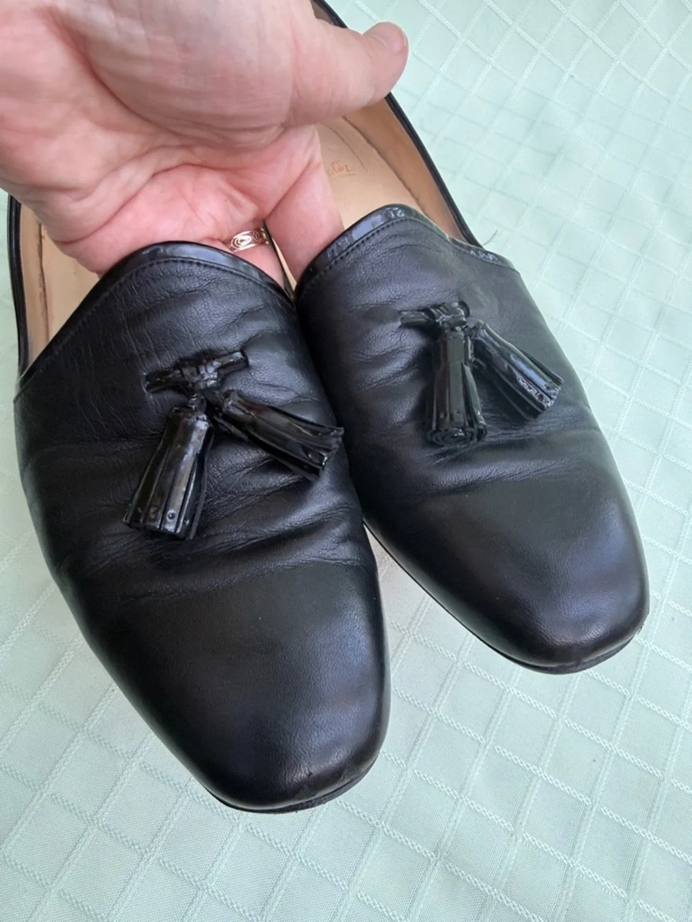 Christian Louboutin Black Leather Tassel Loafers in Original Dust Bag